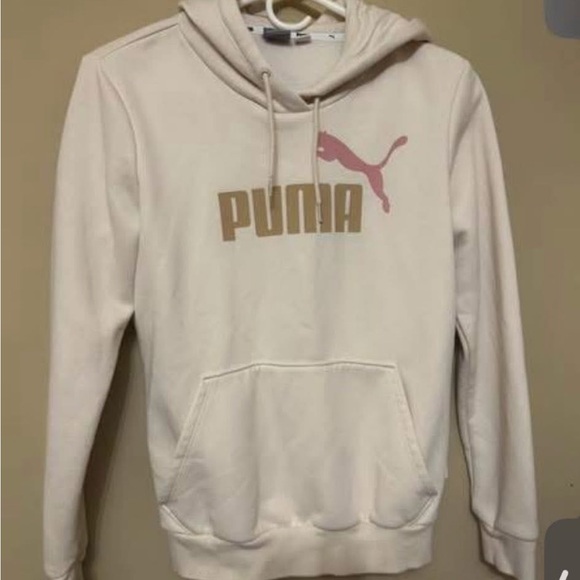 Puma Off-White Hoodie with Pink Logo - Picture 1 of 1